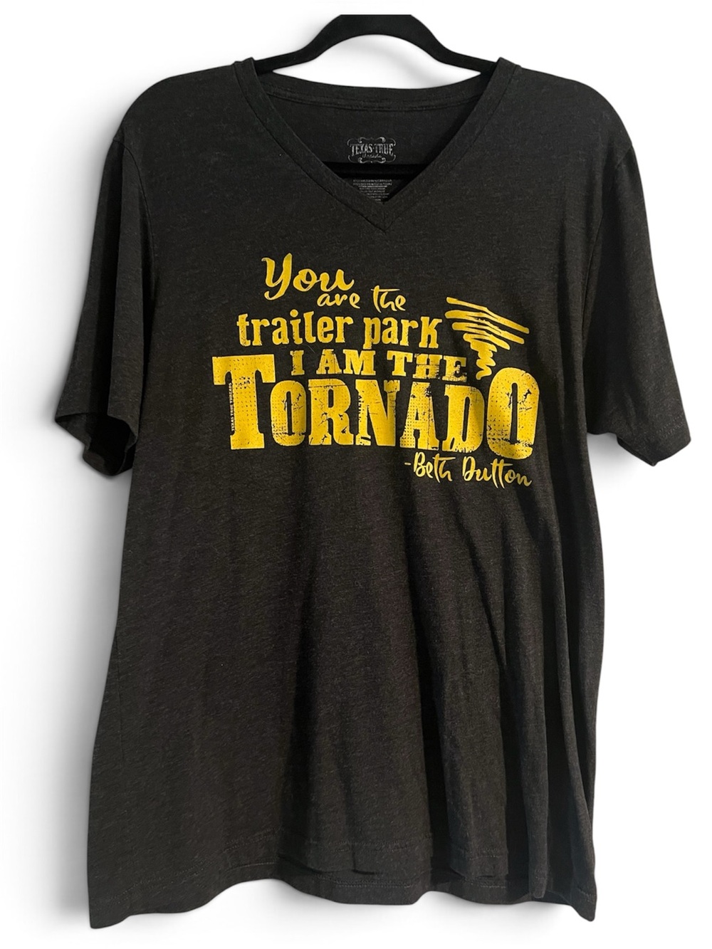 Black 'I Am The Tornado' Graphic V-Neck T-Shirt
